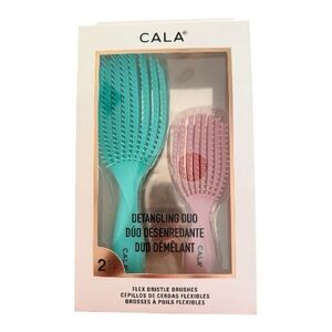 CALA Detangling Duo Flex Bristle Brushes - Teal and Pink